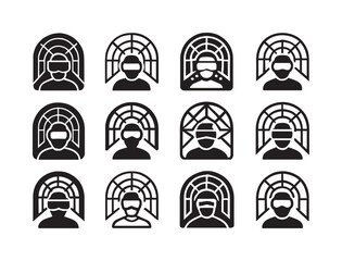 Fototapeta premium Virtual Reality Icons. Virtual reality and its impact on the internet experience. Icon set. Set Logo of Virtual reality and its impact on the