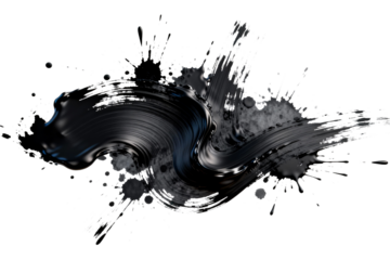 Black Ink Splatters with Dynamic Brush Stroke Design
