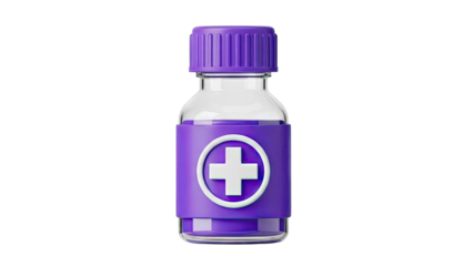 Purple medical bottle with cross symbol