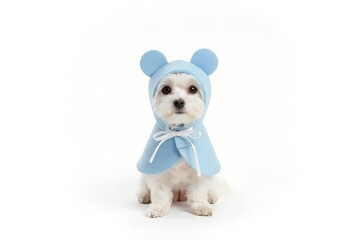 Minimal Dog Costume Portrait on White Background