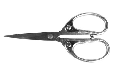Steel scissors isolated on white background