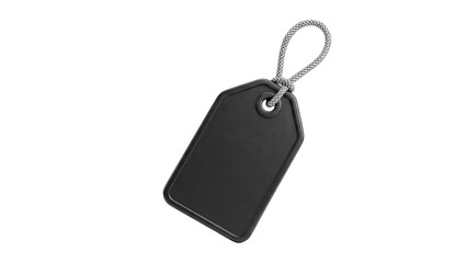 Black Leather Luggage Tag with Rope