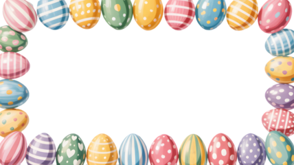 Easter sunday colorful eggs isolated on transparent background