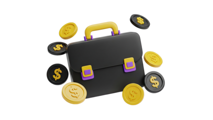 Briefcase and Dollar Coins