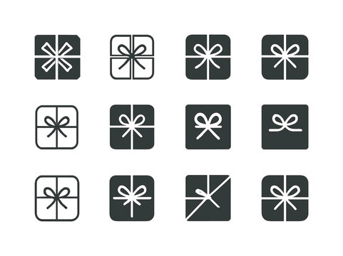Sealed Parcel Icons. Sealed parcel. Icon set. Set Logo of sealed parcel: string-tied parcel. harmonious logo variations of the same emblematic concept, each