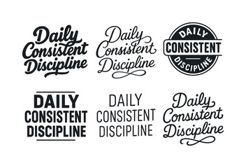 Fototapeta premium Lettering Styles Grid. Daily consistent discipline. Set lettering. harmonious lettering variations of the same emblematic concept, each with different artistic