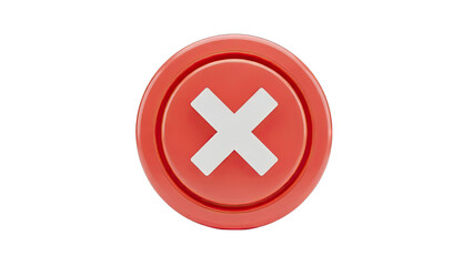 Obraz premium Red Cancel Button with White Cross Icon
