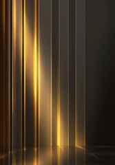 Vertical golden light beams on a dark reflective surface