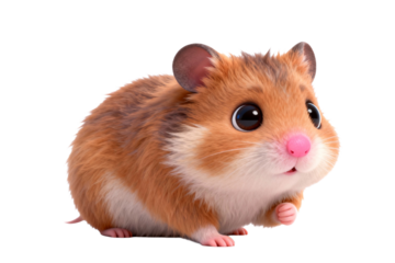 Cute Fluffy Hamster with Big Eyes and Pink Nose