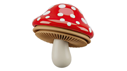 Stylized Red Mushroom with White Spots