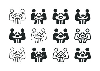 Fototapeta premium Food Celebration Icons. Celebration of food. Icon set. Set Logo of Celebration of food: shared meal. harmonious logo variations of the same emblematic concept,