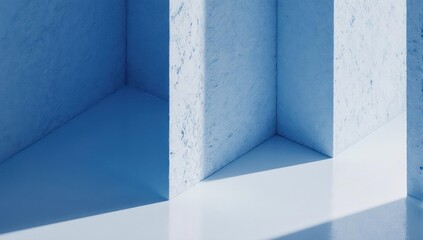 Abstract architectural composition with light and shadow play, blue tones