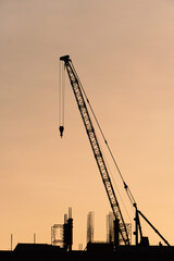 silhouette metal crane for construction industry