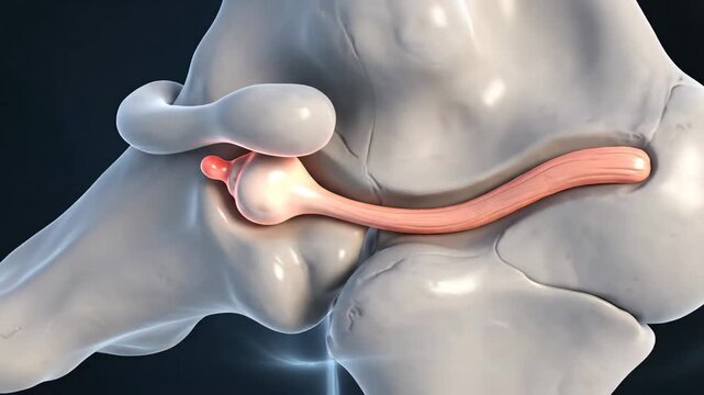 3D Medical Animation: Os sustentaculum tali and tendon movement, orbiting medial view