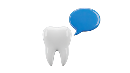 Tooth with a blue speech bubble