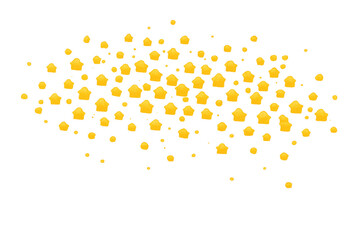Falling golden star confetti particles creating a festive background with sparkling elements on a transparent backdrop