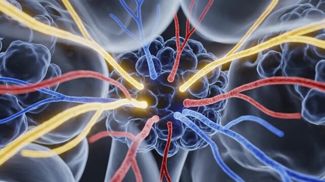 3D animation of neural network with interneurons and subthalamic fasciculus