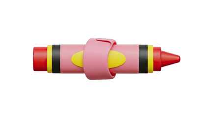 3D Render of a Pink Crayon with Pink Band and Yellow Oval