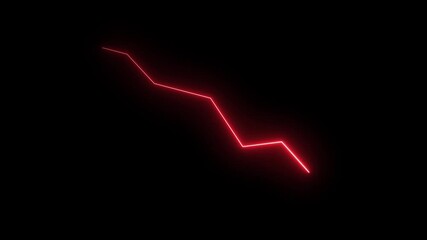 Glowing neon red animated line graph illustrating a downward market trend. Financial crisis. Recession. 4K Video motion graphic animation - Powered by Adobe
