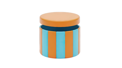 Striped Cylindrical Container with Lid