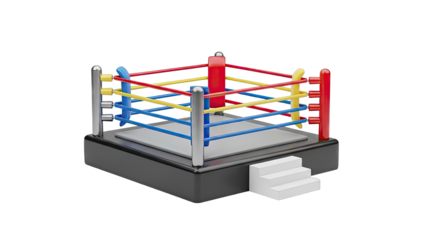 Stylized Boxing Ring with Colorful Ropes