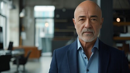 Smiling middle aged business executive in office, exuding confidence and professionalism