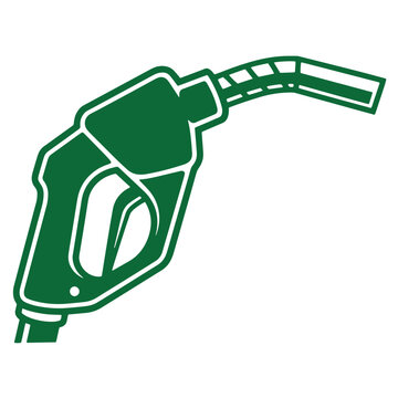 green fuel pump nozzle icon for gasoline or diesel station  refueling symbol