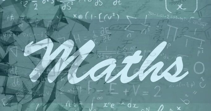 Animation of mathematical equations and shapes over maths text