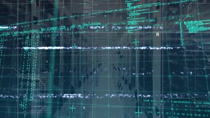 Animation of interference and data processing over server room - Powered by Adobe
