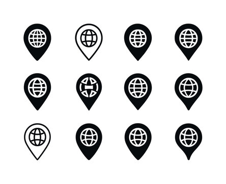 Transit Logo Variations. Transit countries. Icon set. Set Logo of transit countries: global waypoint icon. harmonious logo variations of the same emblematic