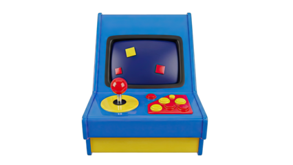 Blue and Yellow Retro Arcade Game Machine