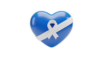 Obraz premium Blue Heart with White Awareness Ribbon