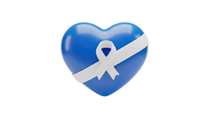 Blue Heart with White Awareness Ribbon
