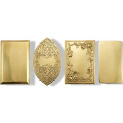 Fototapeta premium Golden ornate boxes isolated on transparent background