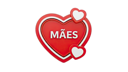 Red Heart with 'M?es' Text and Small Hearts