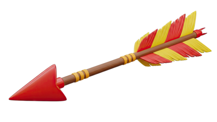Cartoon Arrow with Red Tip and Red/Yellow Feathers