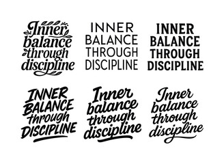 Obraz premium Harmonious Letter Variations. Inner balance through discipline. Set lettering. harmonious lettering variations of the same emblematic concept (Decorative