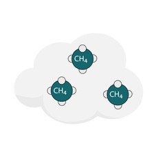 Stylized vector Methane Molecule (CH₄) &ndash; Scientific Illustration for Education, Presentations, and Infographics, Transparent Background, High-Resolution Adobe illustrator