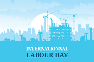 Labour day background, Construction vector background, Worker in a building site.