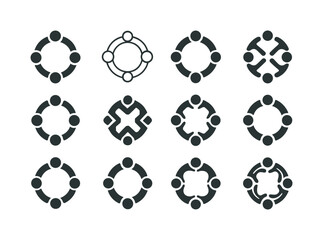 Family Support Logos. Supporting each other in family crises. Icon set. Set Logo of Supporting each other in family crises: united circle. harmonious logo