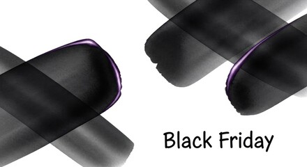 Two black and purple paint strokes on a white background.