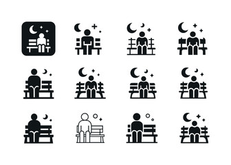 Alone Emblem Variations. The Emotional Impact of Being Alone in Hard Times. Icon set. Set Logo of The Emotional Impact of Being Alone in Hard Times: empty