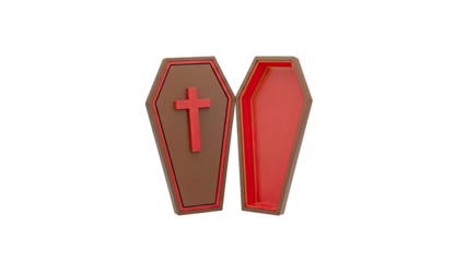 Open Coffin with Christian Cross Decoration
