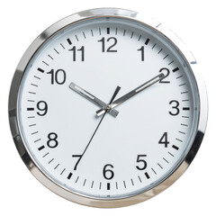 Round Wall Clock Silver Frame Modern Design Clear White Dial