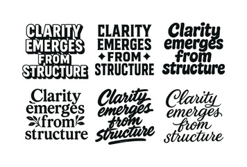 Obraz premium Harmonious Lettering Variations. Clarity emerges from structure. Set lettering. harmonious lettering variations of the same emblematic concept, each with