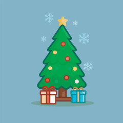 Obraz premium Christmas tree with gifts around base.
