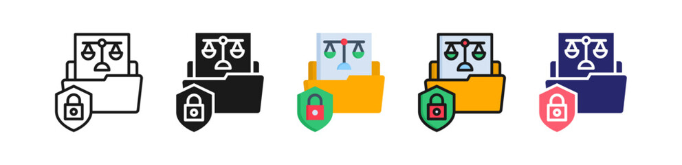 Privacy Law Multiple Style Icon Set Collection. 