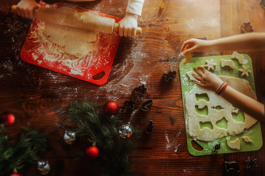 Hands Making Cookies for Christmas