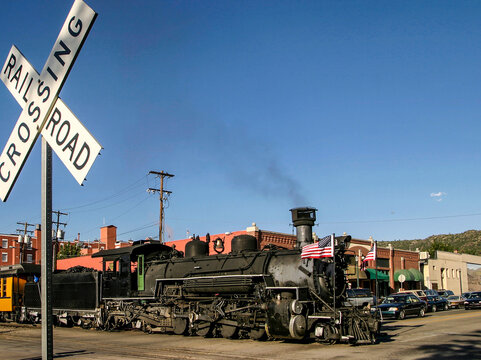 Steam train under way Colorado
