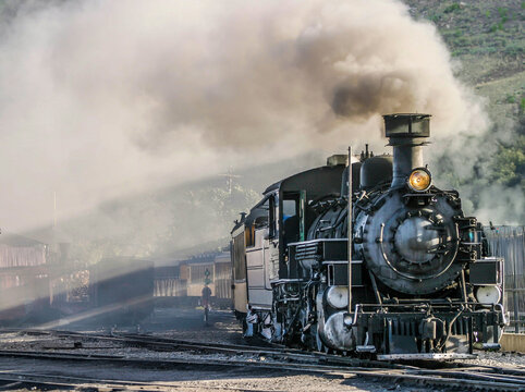 Steam train under way Colorado